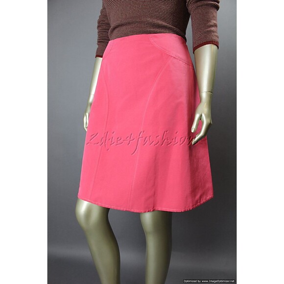 $1590 NWT CAROLINA HERRERA Pink Stitch Panel A-Line Cotton Silk Skirt 14 - Picture 3 of 7